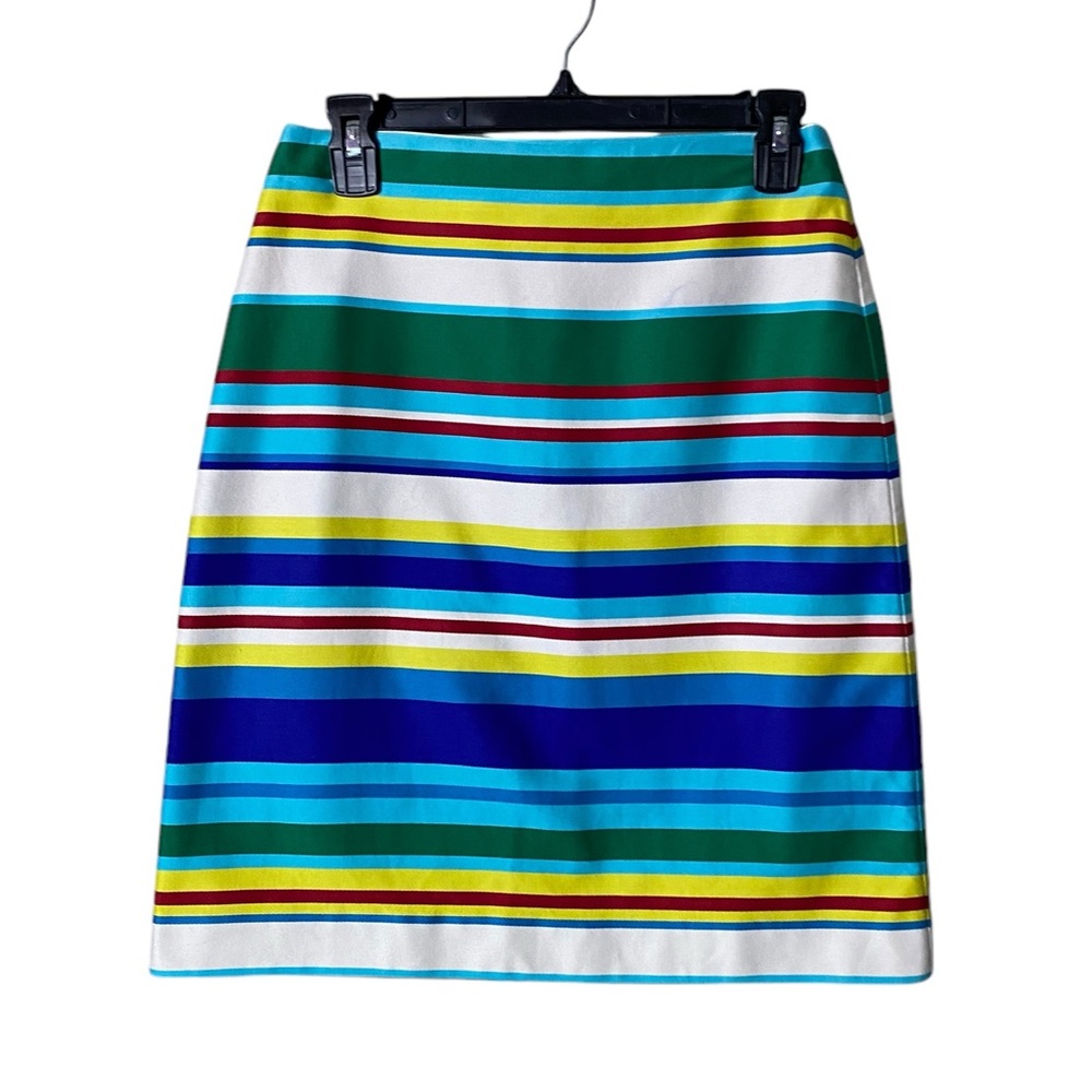 Talbots Rainbow Mini Skirt Size 2P Colorful Preppy Coastal Twee Striped New